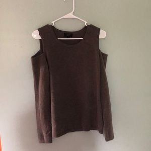 Brown long sleeve shirt with open shoulders